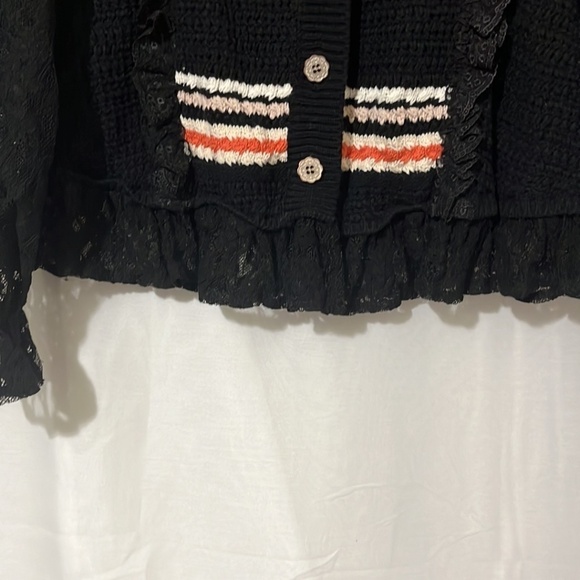 POL Crochet Lace Sleeves Button Down Cardigan - Picture 3 of 7